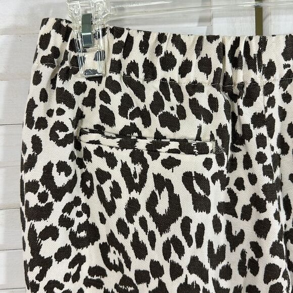 J. Crew Linen Blend Pants Size 12 Leopard Print - Picture 8 of 11